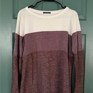 Pink Clover “Macy” Mixed Material Colorblock Knit Top